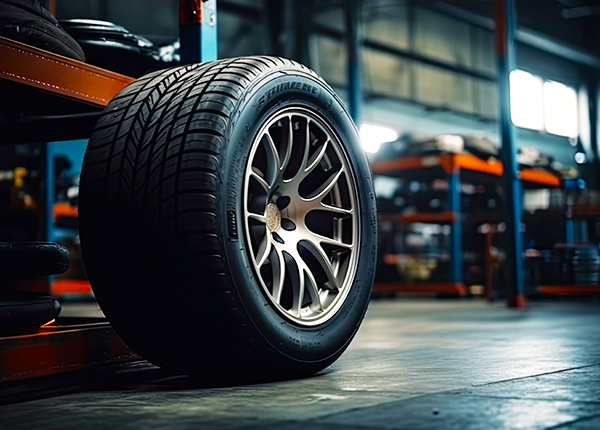 A tire in a shop that is covered by garage keepers liability insurance.